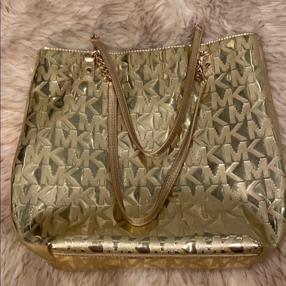 Michael Kors Authentic   gold tote bag
